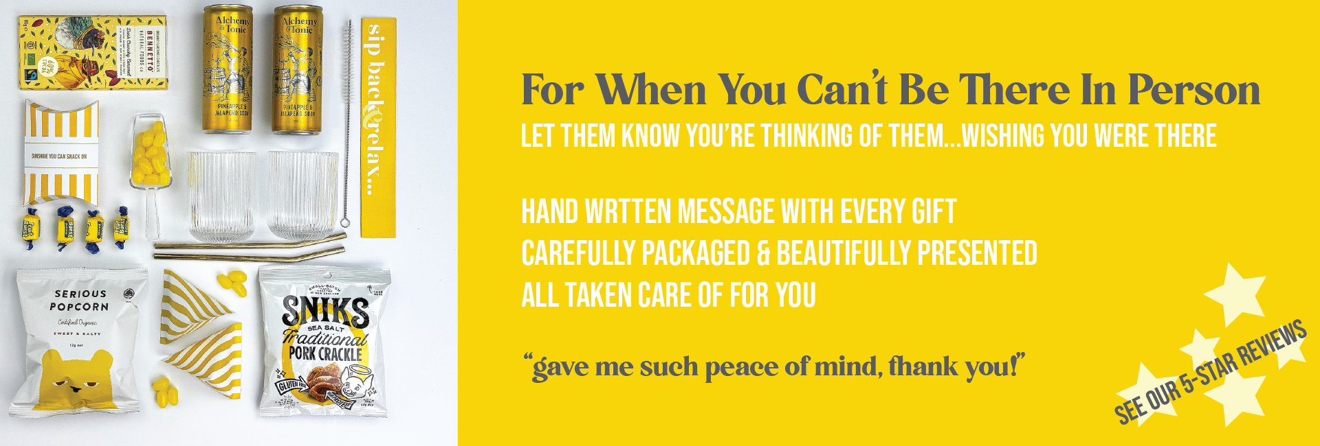 banner for my goodybag, for when you cant be there in person yellow