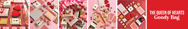 Collage of Valentine's Day themed products with a red banner on the right.
